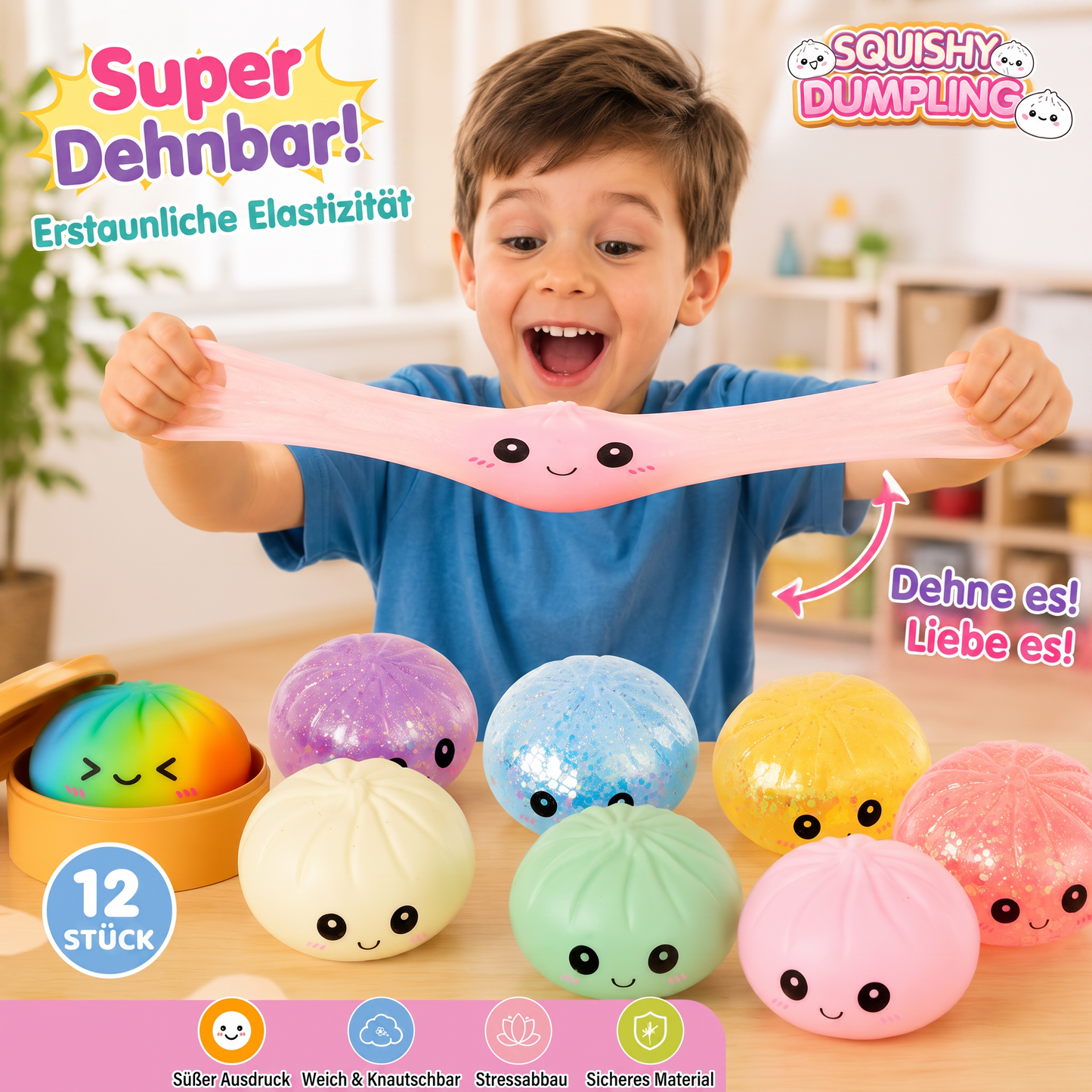 😋 12-teiliges süßes Riesen-Brötchen-Squishy-Set – Supersoftes Anti-Stress-Fidget-Spielzeug 🍞✨